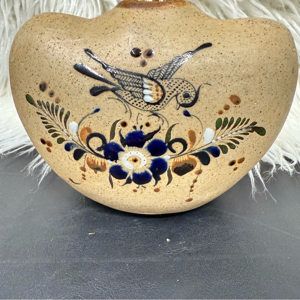 Vtg Netzi Tonala Mexican Sandstone Pottery Vase Handmade/Painted Folk Art - Picture 2 of 16